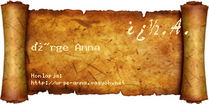 Ürge Anna névjegykártya